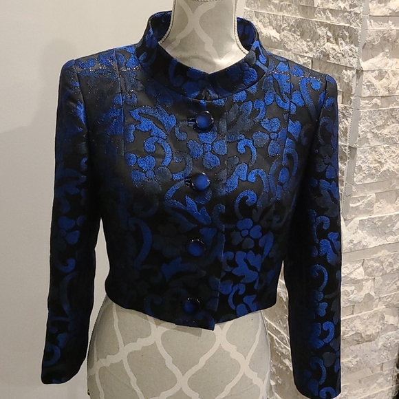 Tory Burton silk & wool vibrant blue and black suit - Picture 3 of 13